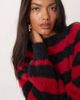 Glamorous Glamorous oversized baggy fit knit sweater in red and black stripes-Multi - 3