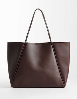 Glamorous Glamorous oversized faux leather tote bag in dark brown