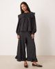 Glamorous Glamorous oversized ruffle blouse in black/pink polka dot - part of a set - 1