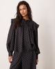 Glamorous Glamorous oversized ruffle blouse in black/pink polka dot - part of a set - 4