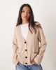Glamorous Glamorous oversized v neck cardigan in heathered pink beige-Neutral - 1