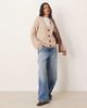Glamorous Glamorous oversized v neck cardigan in heathered pink beige-Neutral - 2