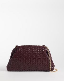 Glamorous Glamorous pillow clutch purse in woven burgundy-White