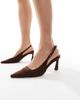 Glamorous Glamorous pointed slingback heeled pumps in brown micro - 2