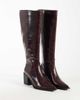 Glamorous Glamorous pointed toe block heeled knee boots in burgundy croc-RED - 2