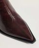 Glamorous Glamorous pointed toe block heeled knee boots in burgundy croc-RED - 3