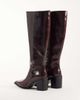 Glamorous Glamorous pointed toe block heeled knee boots in burgundy croc-RED - 4