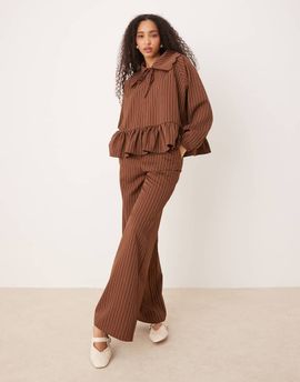 Glamorous Glamorous poplin pull on pants in brown stripe - part of a set