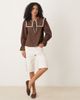 Glamorous Glamorous poplin shirt with square collar in brown with buttermilk contrast stitching and tie - 1