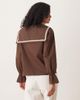 Glamorous Glamorous poplin shirt with square collar in brown with buttermilk contrast stitching and tie - 2
