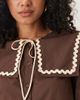 Glamorous Glamorous poplin shirt with square collar in brown with buttermilk contrast stitching and tie - 4