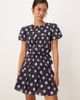 Glamorous Glamorous puff sleeve blouse with ruffle detailing in brown blue polka dot - part of a set-Multi - 1