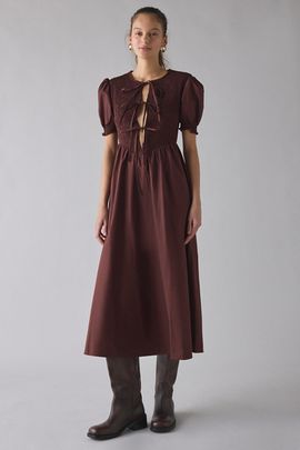 glamorous scoop bow neck volume mini smock dress in stripe Glamorous Dresses