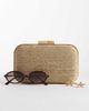Glamorous Glamorous raffia wooden clutch purse in neutral-White - 2