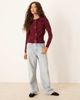 Glamorous Glamorous rose applique cardigan with dramatic collar in burgundy-Red - 2