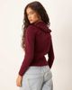 Glamorous Glamorous rose applique cardigan with dramatic collar in burgundy-Red - 4