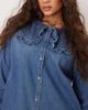 Glamorous Glamorous ruffle collared button down denim shirt in blue - 2