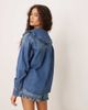Glamorous Glamorous ruffle collared button down denim shirt in blue - 4