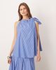 Glamorous Glamorous ruffle halterneck smock top in blue and white stripes - part of a set-Multi - 1