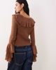 Glamorous Glamorous ruffle thin knit top in brown - 4