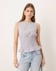 Glamorous Glamorous shirred waist top with ruffle hem in blue plaid-Multi - 1