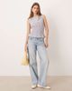 Glamorous Glamorous shirred waist top with ruffle hem in blue plaid-Multi - 2