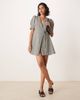 Glamorous Glamorous short sleeve wrap mini dress in micro black plaid - 2