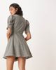 Glamorous Glamorous short sleeve wrap mini dress in micro black plaid - 3
