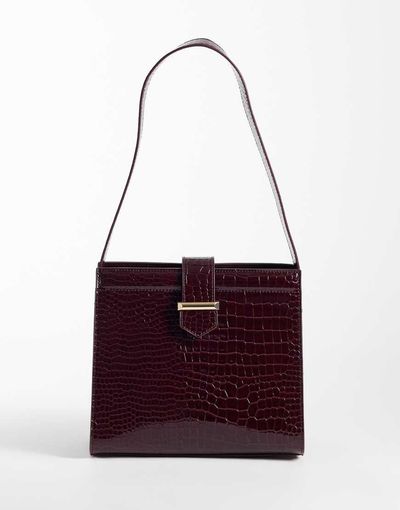 Glamorous Glamorous shoulder bag in burgundy croc embossed-Red