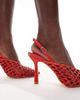 Glamorous Glamorous slingback heeled shoes in red woven - 3
