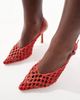 Glamorous Glamorous slingback heeled shoes in red woven - 4