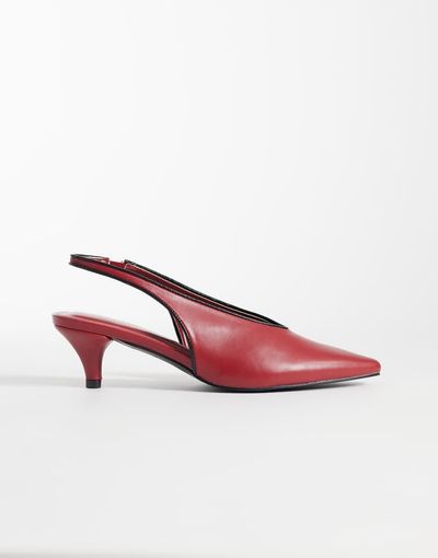 Glamorous Glamorous slingback kitten heel shoes in burgundy-Red