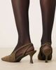 Glamorous Glamorous slingback kitten heel shoes in khaki suede-Green - 3