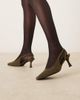 Glamorous Glamorous slingback kitten heel shoes in khaki suede-Green - 4