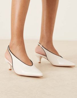 Glamorous Glamorous slingback kitten heel shoes in white