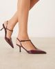 Glamorous Glamorous slingback pointed heeled shoes in burgundy patent-Red - 1