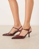 Glamorous Glamorous slingback pointed heeled shoes in burgundy patent-Red - 4