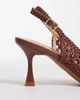 Glamorous Glamorous slingback woven heeled shoes in chocolate-Brown - 3