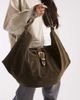 Glamorous Glamorous slouchy faux suede shoulder tote bag with metal buckle in khaki green - 3