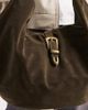 Glamorous Glamorous slouchy faux suede shoulder tote bag with metal buckle in khaki green - 4