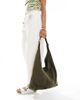 Glamorous Glamorous slouchy shoulder tote bag with buckle detail in dark green - 2