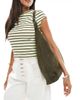 Glamorous Glamorous slouchy shoulder tote bag with buckle detail in dark green - 4