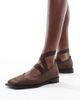 Glamorous Glamorous square toe mary janes in brown microsuede - 4