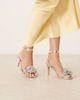 Glamorous Glamorous stiletto heeled sandals wth flower details in silver - 4
