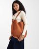Glamorous Glamorous stitch detail faux suede shoulder bag in brown - 1
