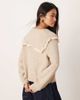 Glamorous Glamorous tie front ruffle collar cardigan in oat-Brown - 2