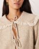 Glamorous Glamorous tie front ruffle collar cardigan in oat-Brown - 4