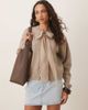 Glamorous Glamorous tie neck knit sweater in coffee oat-Brown - 1