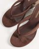 Glamorous Glamorous toe thong wedge sandals in brown suedette - 4
