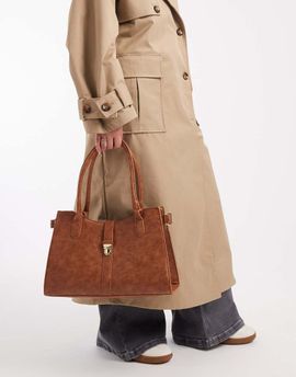 Glamorous Glamorous top handle bowler bag in tan-Brown